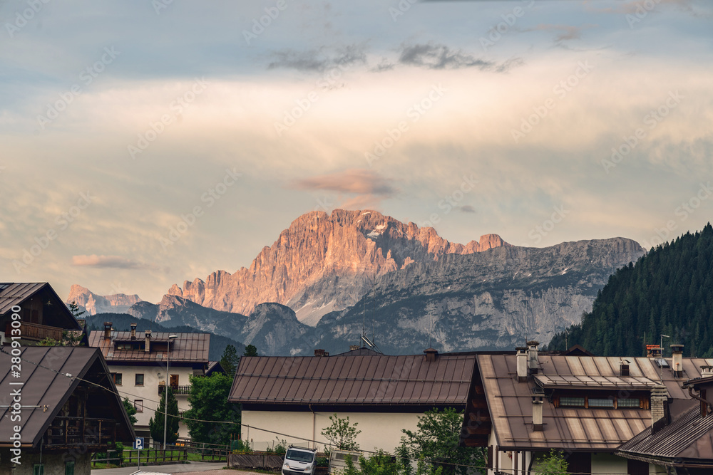 custom made wallpaper toronto digitalBeautiful Alps with buildings near rocky mountain