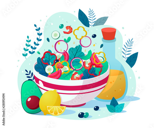 Bowl of vegetable salad. Concept of healthy food.