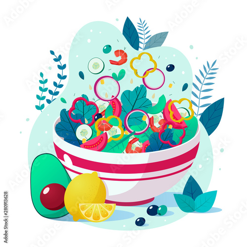 Bowl of vegetable salad. Concept of healthy food.