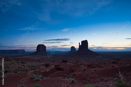 Monument Valley at sunrise, aerial view