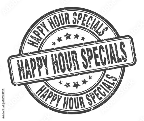 happy hour specials stamp. happy hour specials round grunge sign. happy hour specials