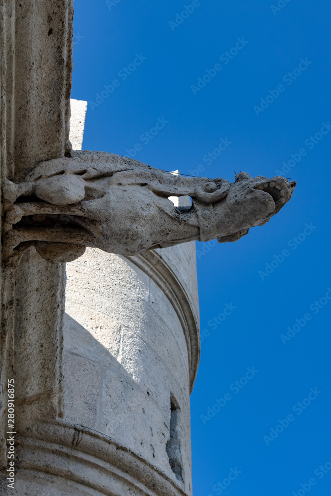 Gargoyles in Gothic cathedral following the French style