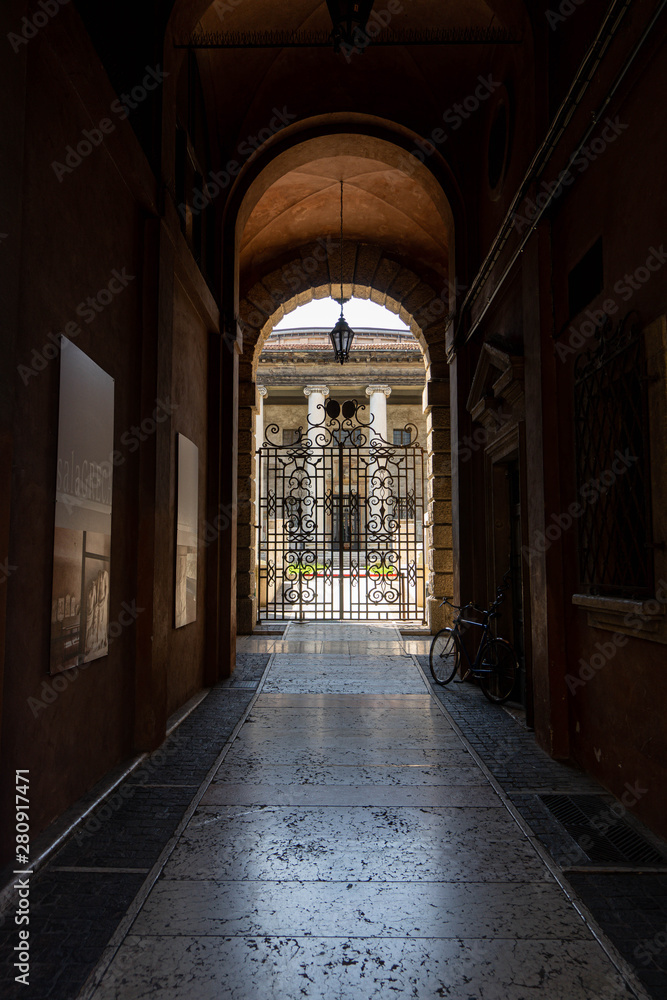 Verona, durchgang, Zaun, Antik, Alt, Dunkel, Hintergrund, Italien