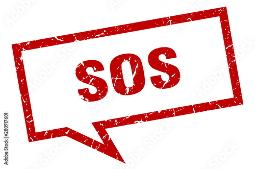 sos sign. sos square speech bubble. sos