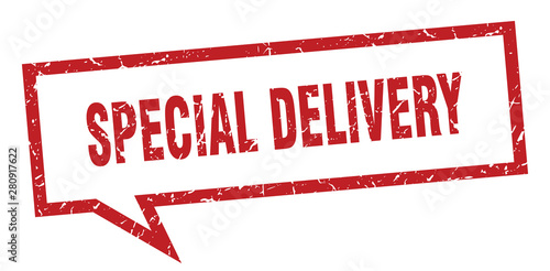 special delivery sign. special delivery square speech bubble. special delivery