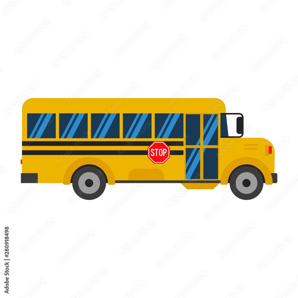 School bus isolated on white background. Vector illustration.