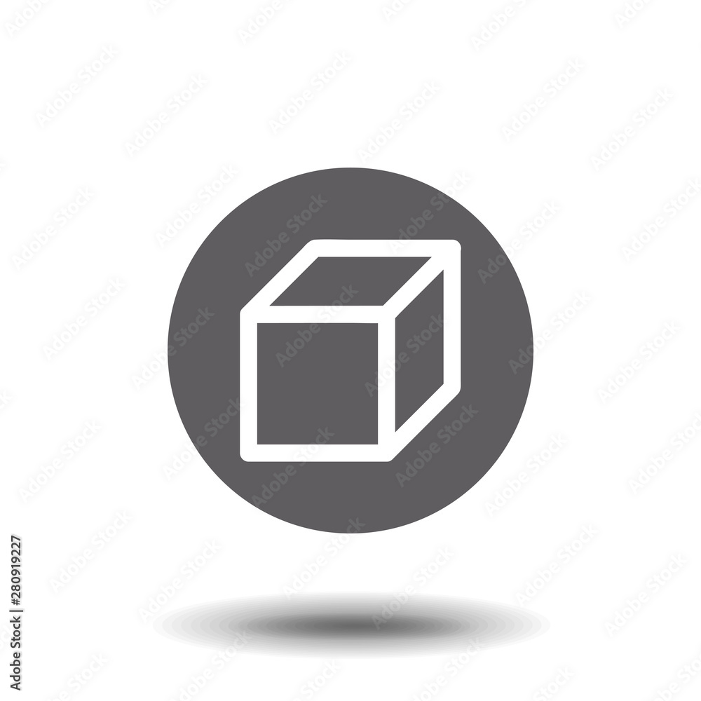 Isometric cube vector icon. 3D square sign. Box symbol. Flat Design Isolated.