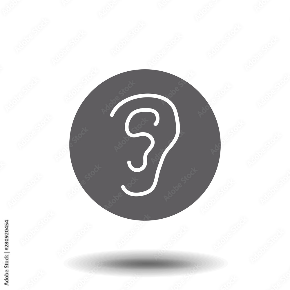Ear icon on white background. Vector illustration. Ear icon on white background. Vector illustration.