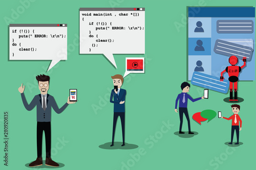 People were talking computer language and the coding were using in various application - Vector