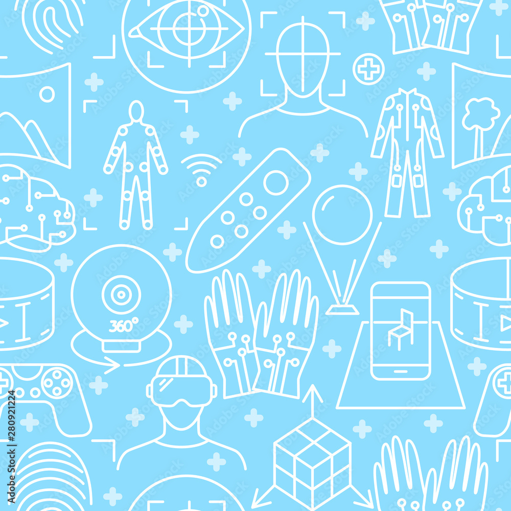 custom made wallpaper toronto digitalVirtual reality seamless pattern in line style