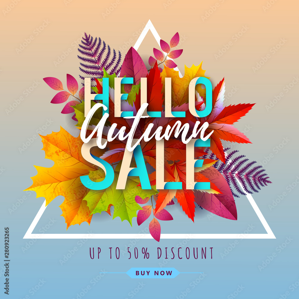 Autumn big sale typography poster with autumn leaves. Nature concept Autumn big sale typography poster with autumn leaves. Nature concept