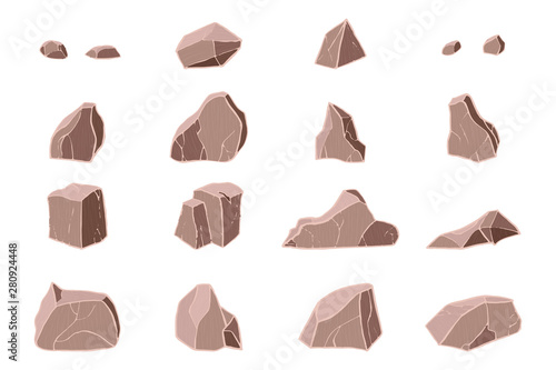 3D realistic stone set.