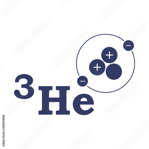 Logo Helium 3. The structure of the atom. Vector on white background