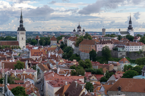  Aerial view of Tallinn. Red roofs