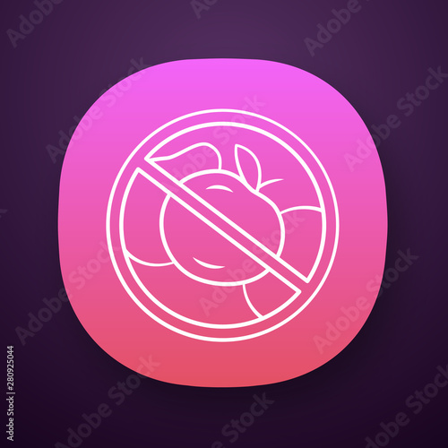 No fruit diet app icon. High fiber and vitamin containing product. UI/UX user interface. Fructose and glucose free dietary food. Web or mobile application. Keto diet vector isolated illustration