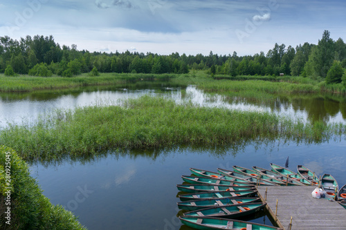 Kemeru. Latvia. Boats in lake. photo