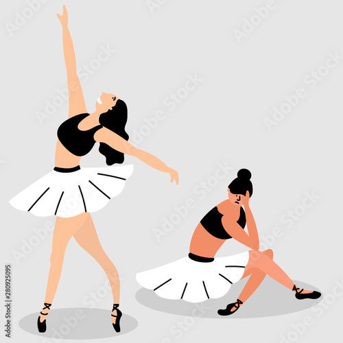 Bad ballerina skirt interferes. Opposition. Bad and good. Metaphor. Vector editable file eps 10
