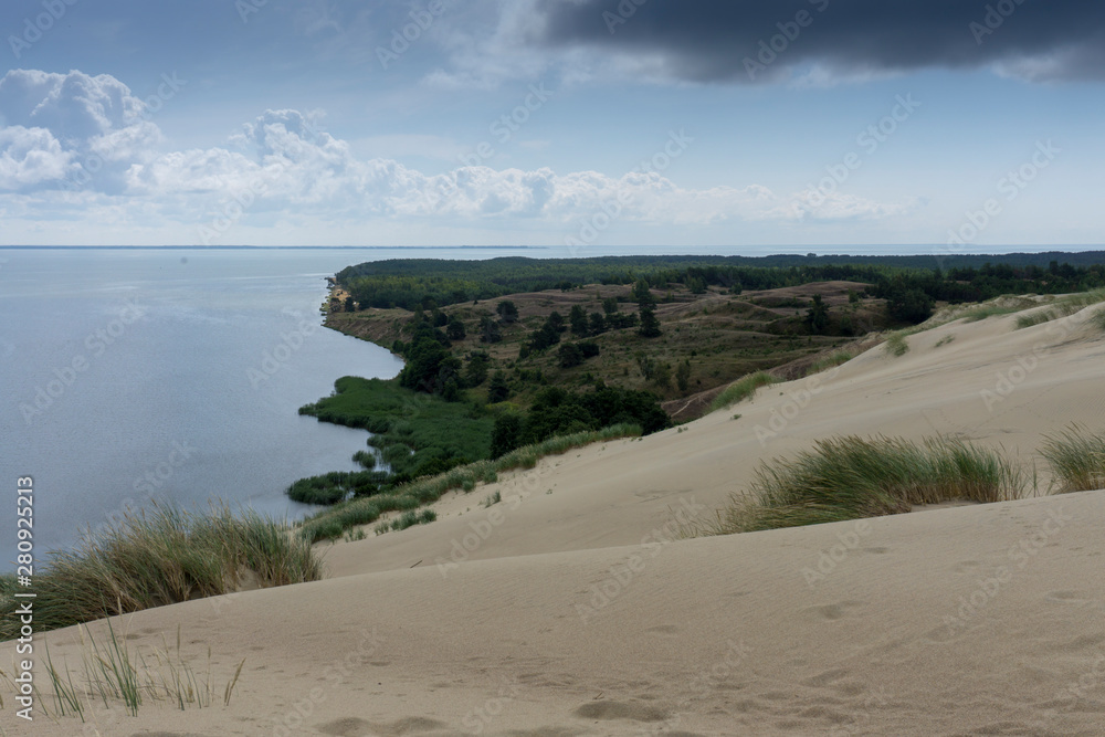 Courland Isthmus. Dunes forest and sea. Lithuania