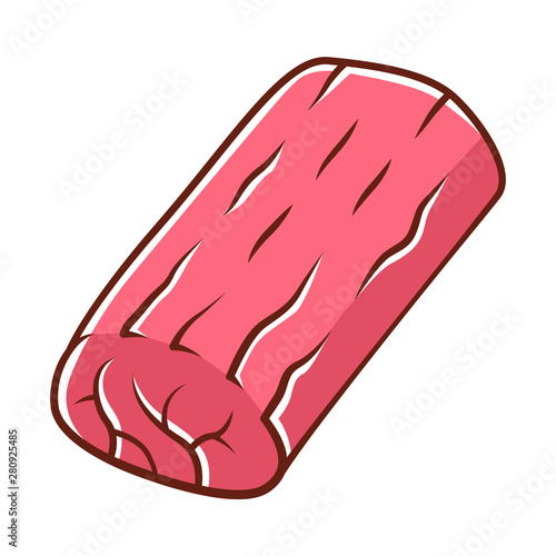 Roast color icon. Butchers meat. Ingredient for lunch. Meat production and sale. Protein source. Butchery business. Isolated vector illustration