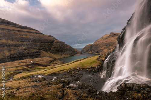 Water fall near the rural town of Saksun - Faroe Islands - Winter © Marcel