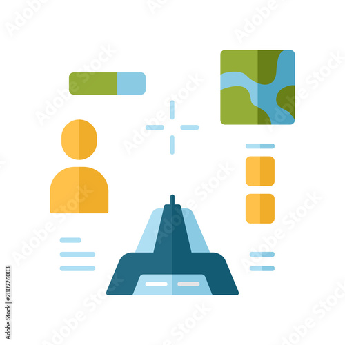 Shooter from first person flat design long shadow color icon. Virtual video game. Online multiplayer. Battle royale. Cybersport mission. Computer game interface. Vector silhouette illustration