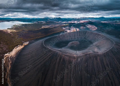  Hverfjall or Hverfell - extinct volcano located in the north of Iceland to the east of Lake Mývatn. Beuatiful crater located in northern Iceland.