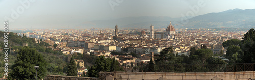 Panoramic view of Florence skyline showing the cathedral and old palace
