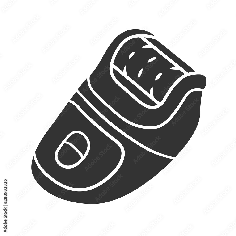 Epilator glyph icon. Home depilation procedure. Beauty device for home