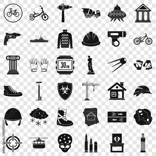 Helmet icons set. Simple style of 36 helmet vector icons for web for any design