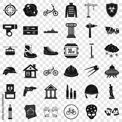 Alien icons set. Simple style of 36 alien vector icons for web for any design