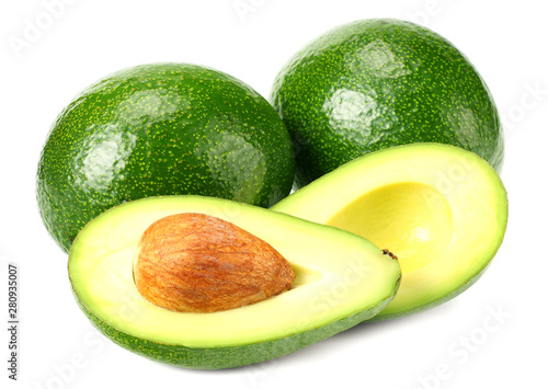 fresh avocado with slices isolated a on white background