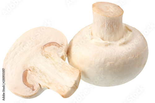 mushrooms with slices isolated on white background