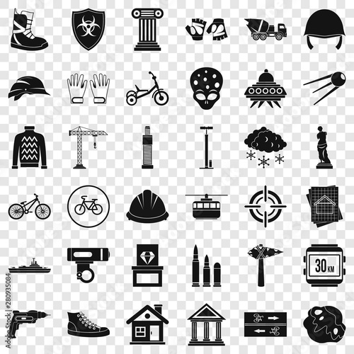 Stone icons set. Simple style of 36 stone vector icons for web for any design