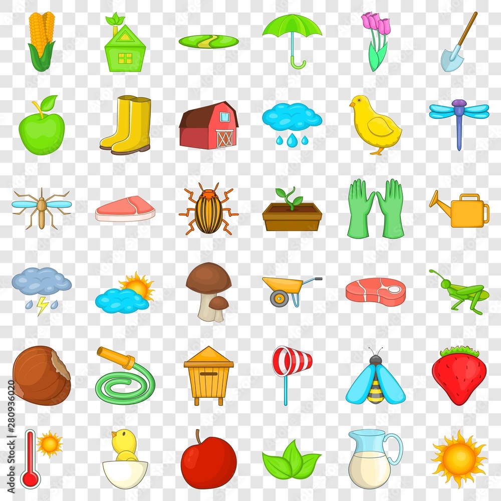 Strawberry icons set. Cartoon style of 36 strawberry vector icons for web for any design Strawberry icons set. Cartoon style of 36 strawberry vector icons for web for any design