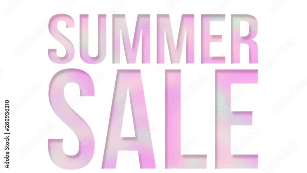 Looping seamless animation text Summer Sale. White paper cutting style. 3d gradient holographic poster. Perfect template for white sand, blue ocean water, pastel yellow color. Unicorn magical liquid Looping seamless animation text Summer Sale. White paper cutting style. 3d gradient holographic poster. Perfect template for white sand, blue ocean water, pastel yellow color. Unicorn magical liquid