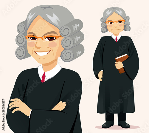 Senior judge man standing holding book and crossed arms pose
