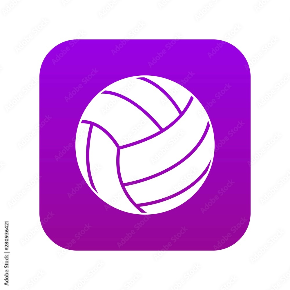 Black volleyball ball icon digital purple for any design isolated on white vector illustration