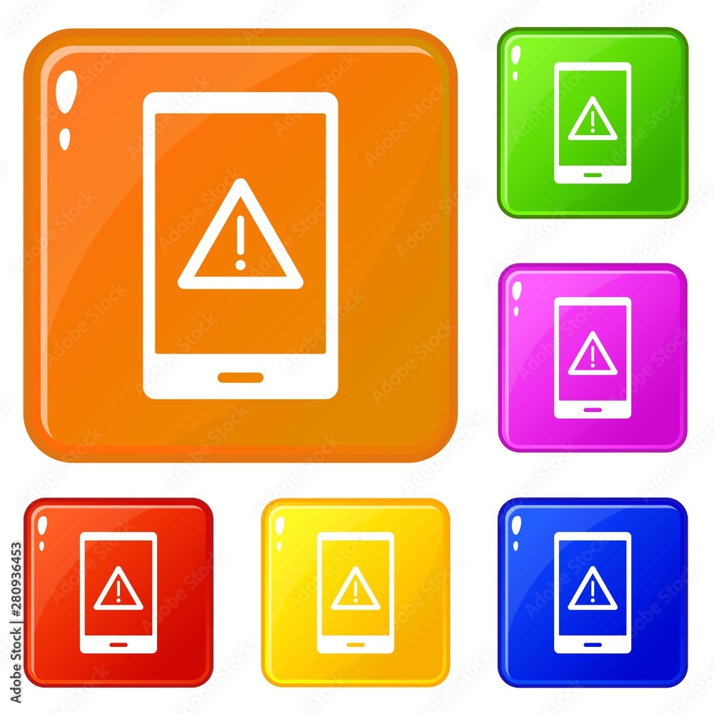 Not working phone icons set collection vector 6 color isolated on white background Not working phone icons set collection vector 6 color isolated on white background