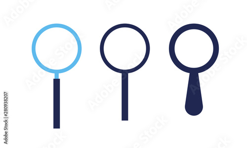 Wallpaper Mural Vector set of loupe flat illustration. Three color black and blue magnifying glass isolated on white background. Concept of science analytics instrument, detective, focus, magnification. Torontodigital.ca