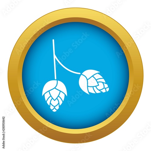 Branch of hops icon blue vector isolated on white background for any design