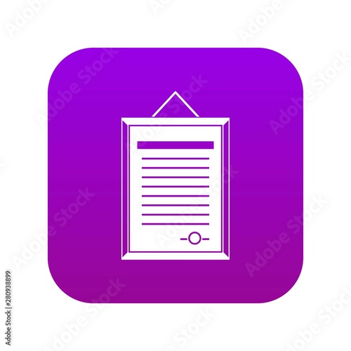 Sertificate icon digital purple for any design isolated on white vector illustration