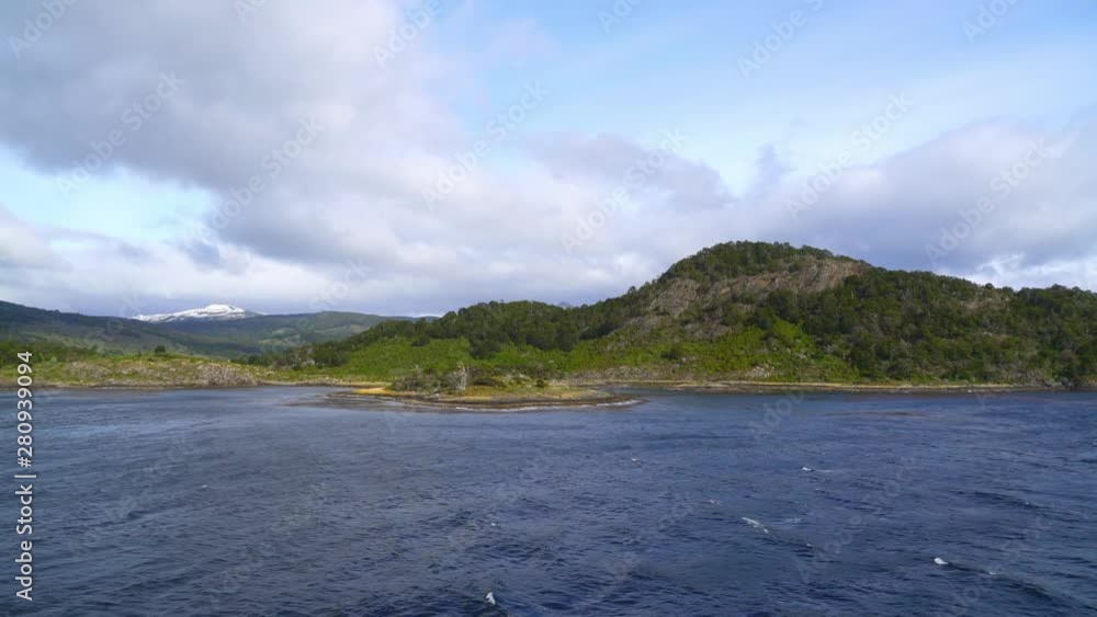 A mountain range seen from a ship in the Cape Horn area A mountain range seen from a ship in the Cape Horn area