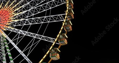 Close up view of colourful illuminating spinning