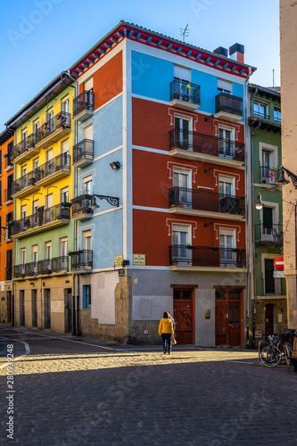 Colorful typical buildings in Pamplona old town, Navarre, Spain © Francesco Bonino