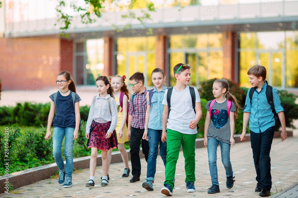 Group of kids going to school together.