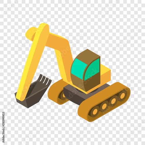 Excavator icon. Isometric illustration of excavator vector icon for web
