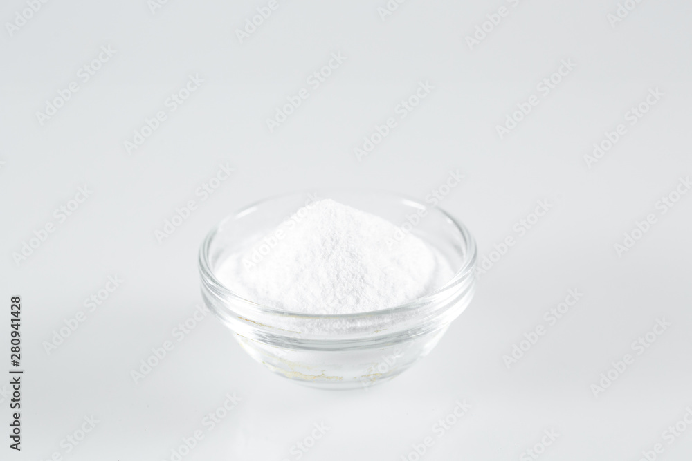 Lemon acid and lemon fruits on the white background Lemon acid and lemon fruits on the white background