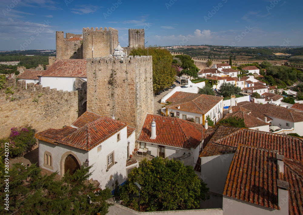 Castelo de Óbidos (Obidos Castle) and city view, Obidos, Portugal