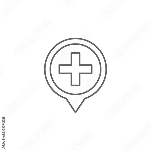Free Download Map pointer, hospital icon. Element of medicine icon. Thin line icon - GFXLoad