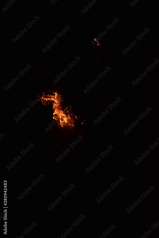Burning of rice straw at night. Burning of rice straw at night.